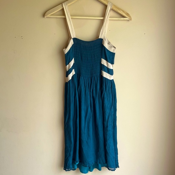 Taylor Swift - Anthropologie Burlap Blue Silk Dress - Picture 6 of 10